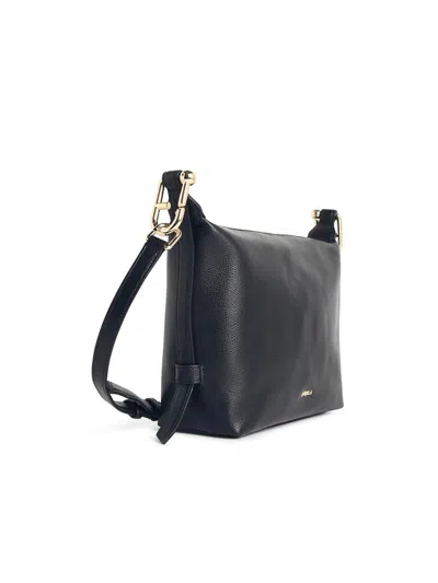 Furla Tonie Mini Shoulder Bag In Black Leather In Black