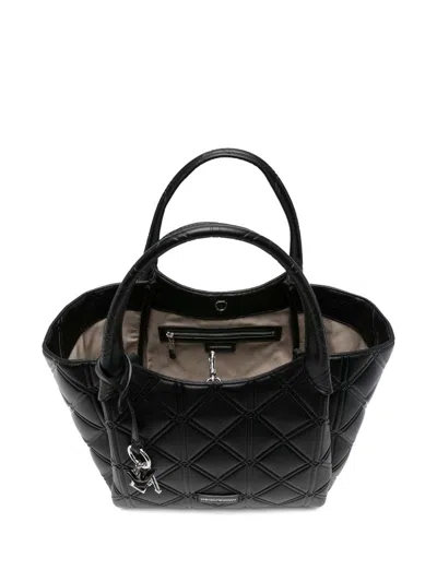Emporio Armani Leather Shopping Bag In Black