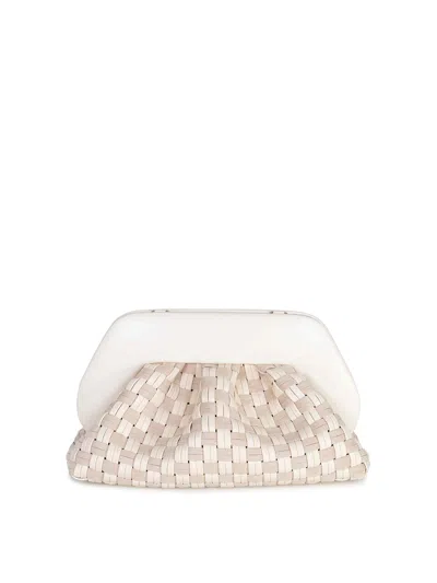 Themoirè Rectangular Suede Clutch Braided Strap In Neutral