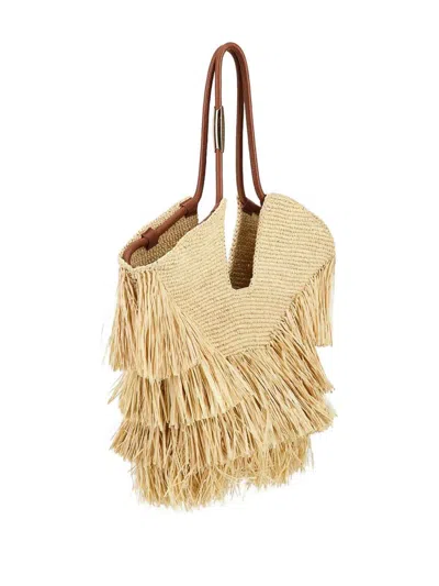 Zimmermann Goldentime Medium Raffia Tote Bag In Sand