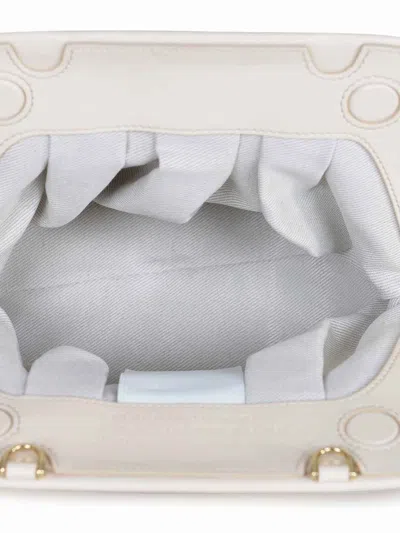 Themoirè Rectangular Suede Clutch Braided Strap In Neutral