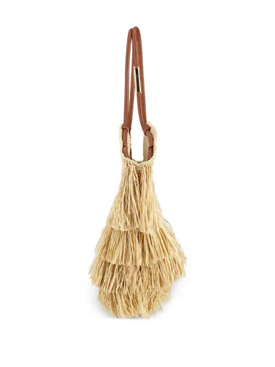 Zimmermann Goldentime Medium Raffia Tote Bag In Sand
