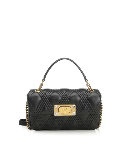 Valentino Quiltie 67 Leather Handbag In Black