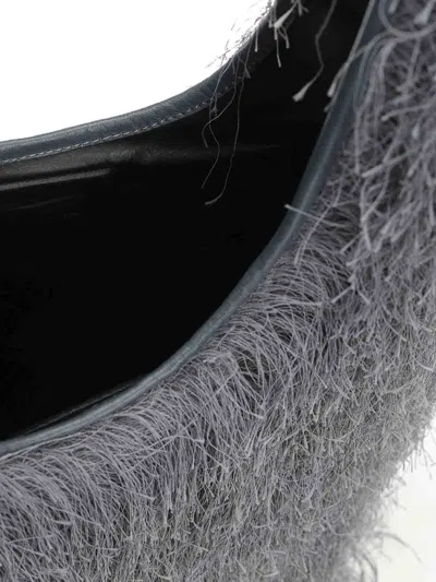 Dries Van Noten Large Tote Bag With Fringe In Gray