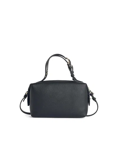 Furla Double Mini Black Leather Bag In Black