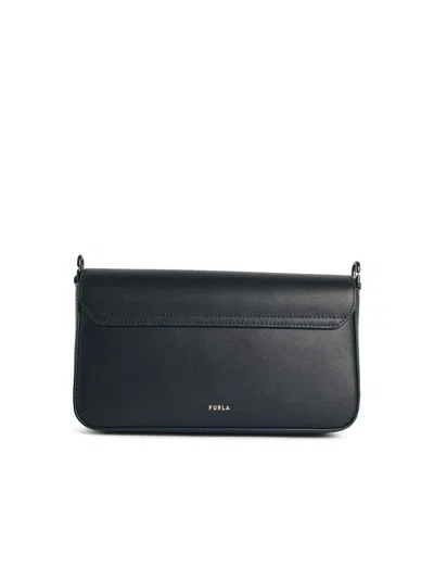 Furla Iridea Black Leather S Crossbody Bag In Black