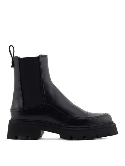 Emporio Armani Leather Chelsea Boots In Black