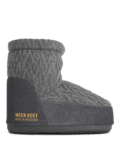Moon Boot X Guest In Residence Knitted Icon Low Boots In Gray
