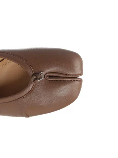 Maison Margiela Leather Ballerina Shoes Split Toe In Brown