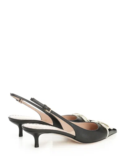 Valentino Garavani Leather Bepointy Slingback Heels 45 In Multi