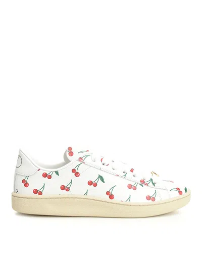 Valentino Garavani Royco Vlogo Cherry-print Leather Sneakers In White