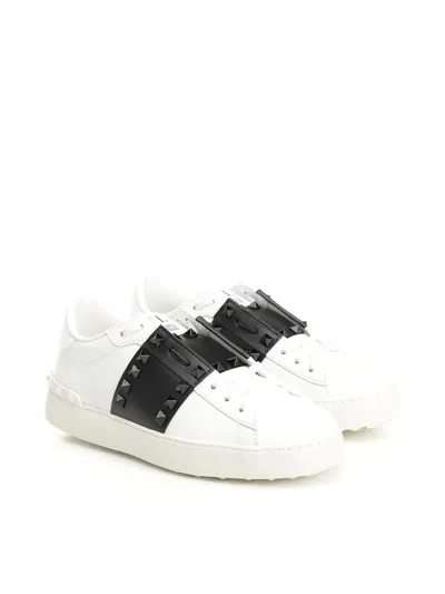 Valentino Garavani Valentino Calfskin Sneakers With Contrasting Bands And Rubber Studs In White