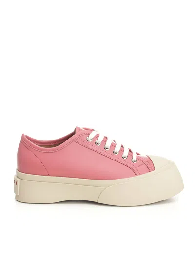 Marni Platform Sneakers With Smooth Leather Upper In Pink