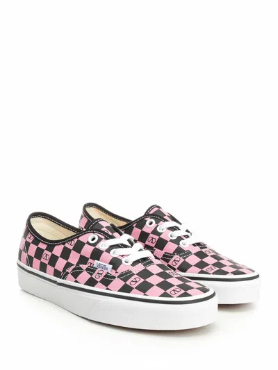 Valentino Garavani And Vans Low-top Trainer In Fabric With Vlogo Checkerboard Print In Pink