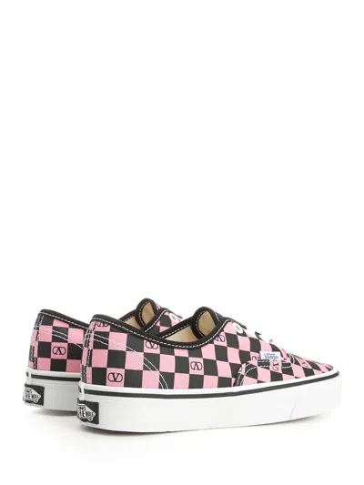 Valentino Garavani And Vans Low-top Trainer In Fabric With Vlogo Checkerboard Print In Pink