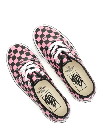 Valentino Garavani And Vans Low-top Trainer In Fabric With Vlogo Checkerboard Print In Pink