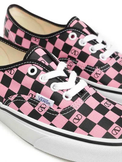 Valentino Garavani And Vans Low-top Trainer In Fabric With Vlogo Checkerboard Print In Pink