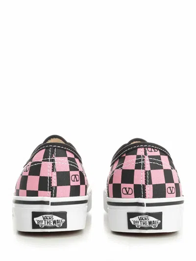 Valentino Garavani And Vans Low-top Trainer In Fabric With Vlogo Checkerboard Print In Pink