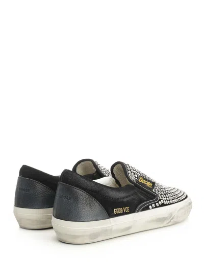 Golden Goose Penstar Suede Shoe With Crystals In Black