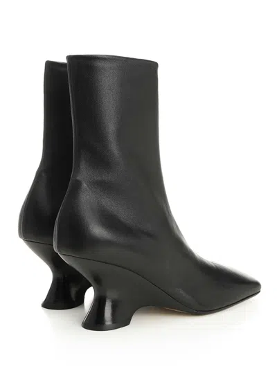 Dries Van Noten Pointed Toe Ankle Boots With Sculptural Heel In Black