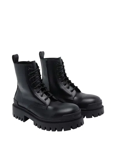 Balenciaga Leather Boots With Maxi Rubber Sole In Black