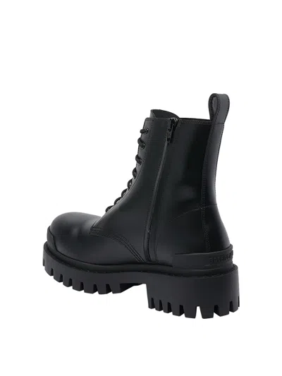 Balenciaga Leather Boots With Maxi Rubber Sole In Black