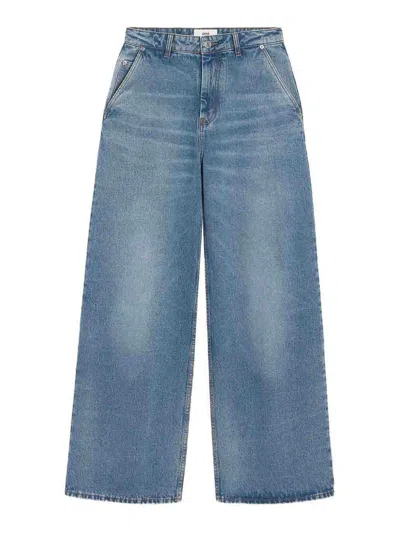 Ami Alexandre Mattiussi Wide Leg Denim Trousers Featuring Pockets In Blue