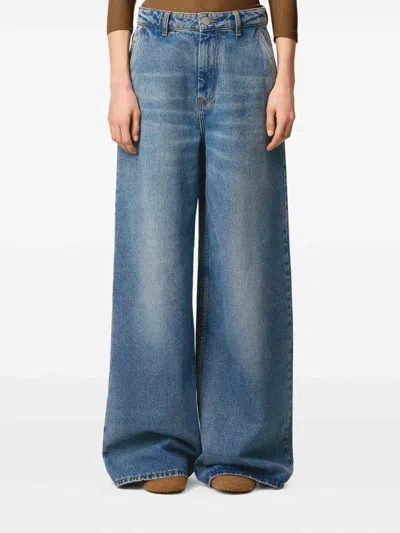Ami Alexandre Mattiussi Wide Leg Denim Trousers Featuring Pockets In Blue