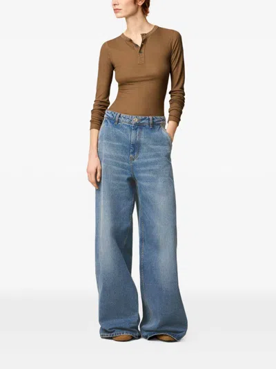 Ami Alexandre Mattiussi Wide Leg Denim Trousers Featuring Pockets In Blue