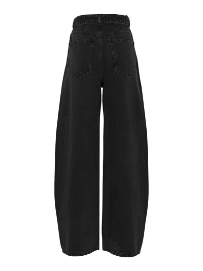 Twinset Black Denim Jeans With Belt And Maxi Buckle In Blue