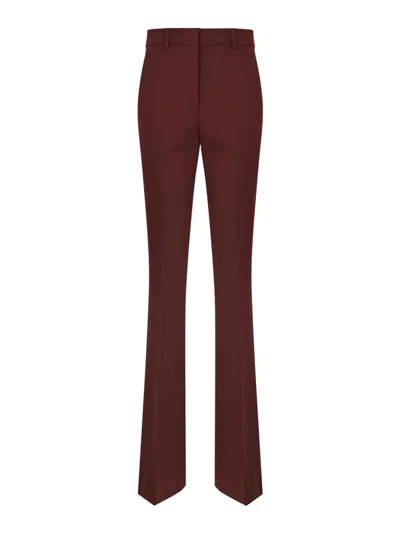 Sportmax Febe Flared Trousers In Stretch Wool Twill In Burgundy