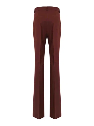 Sportmax Febe Flared Trousers In Stretch Wool Twill In Burgundy
