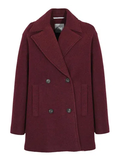 Max Mara Oblique Wool Blend Coat In Red