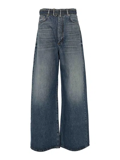 Sportmax Procida Oversized Jeans In Denim With Belt In Multi