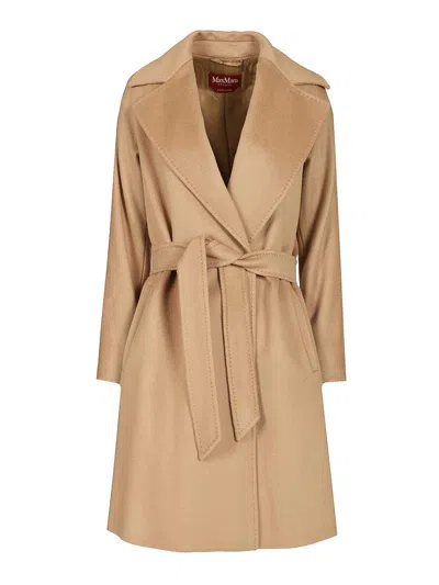 Max Mara Wool Dressing Gown Coat In Sand