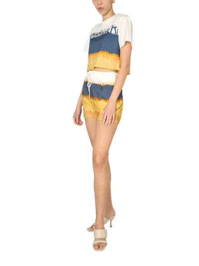 Alberta Ferretti Tri-coloured Cotton Shorts In Yellow
