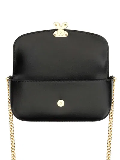 Alexander Mcqueen Black Leather Skull Flower Small Shoulder Bag In Animal Print