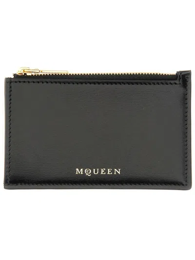Alexander Mcqueen Alexander Mc Queen Zippered Card Holder In Black