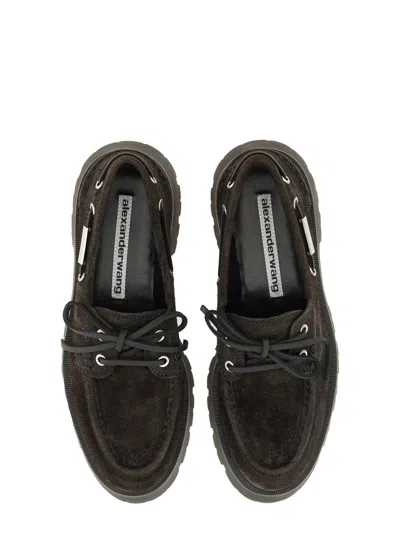 Alexander Wang Brown Waxed Suede Carson Boat Loafers