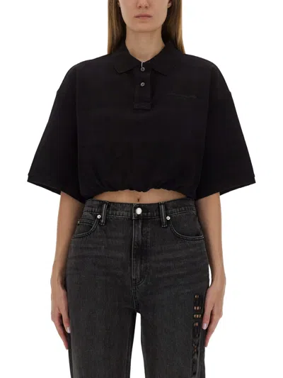 Alexander Wang T Alexanderwang.t Deconstructed Polo In Black