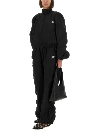 Alexander Wang T T By Alexander Wang Mid-rise Track Pants With Zipper In Black