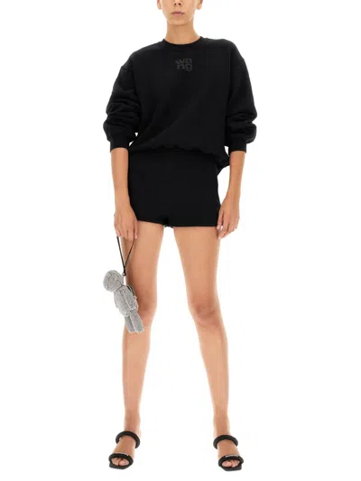Alexander Wang T Alexanderwang.t Shorts With Embossed Logo In Black