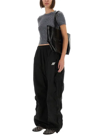 Alexander Wang T T By Alexander Wang Fitted T-shirt With All-over Logo Print In Black