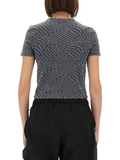 Alexander Wang T T By Alexander Wang Fitted T-shirt With All-over Logo Print In Black