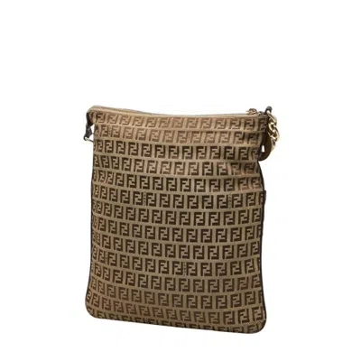 Pre-owned Fendi Beige Brown Canvas Leather Shoulder Bag () In Multi