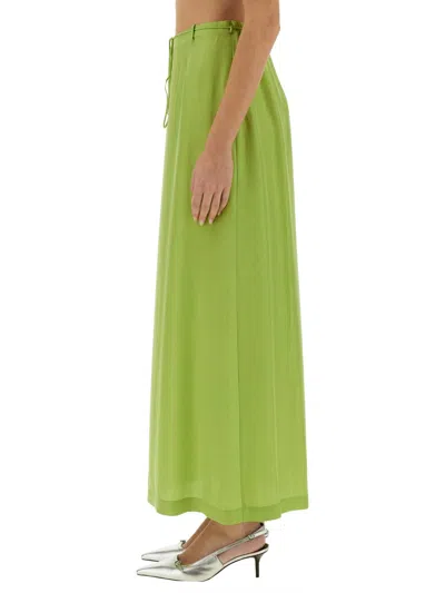 Alysi Long Silk Skirt In Green
