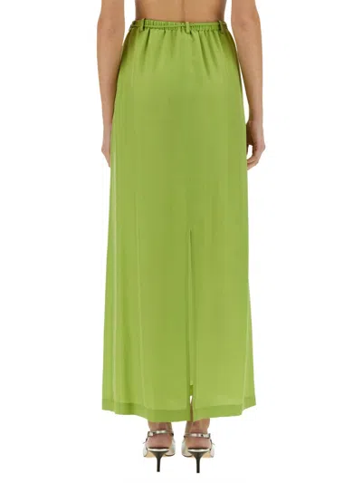 Alysi Long Silk Skirt In Green
