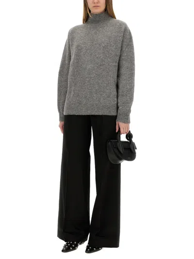 Alysi Relaxed Fit Grey Turtleneck Shirt In Multi