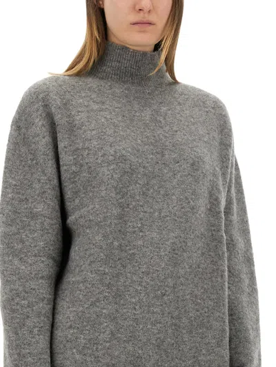 Alysi Relaxed Fit Grey Turtleneck Shirt In Multi
