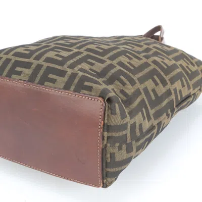 Pre-owned Fendi Brown Green Leather Nylon Tote Bag () In Multi